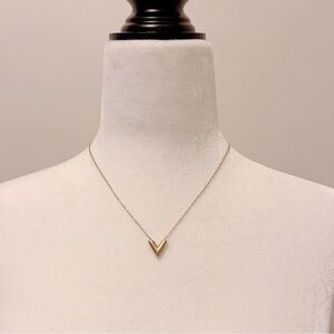 Modern V Shape Pendant Necklace | Gold Tone Stainless Steel | Minimal Jewelry